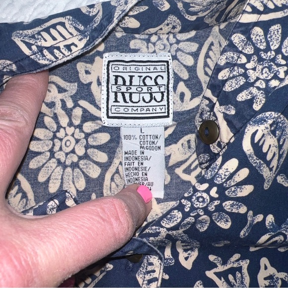 Russ Original Sport Company Women's Blue Floral Lightweight Blouse Top; L - Picture 4 of 4